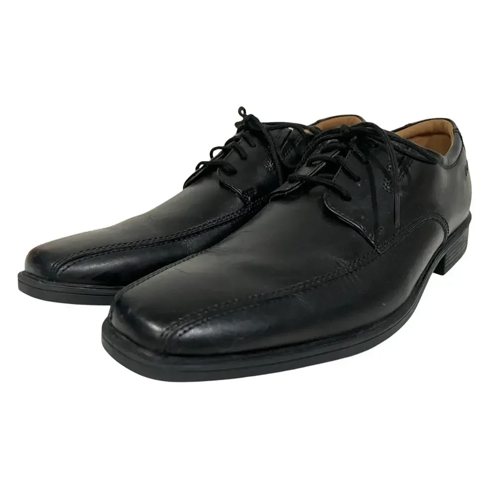 Clarks Tilden Walk Oxford Black Leather Size Mens 9.5M